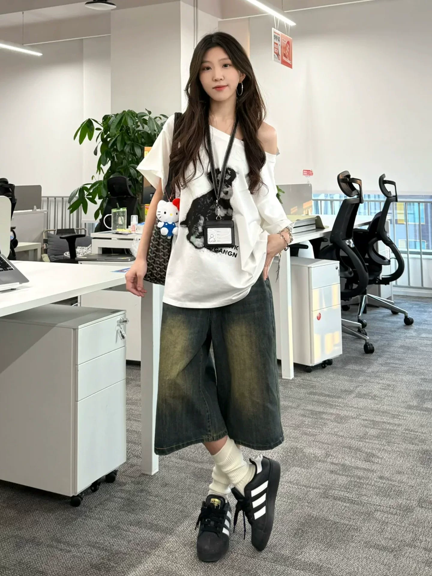 Quần denim crop vintage dành cho nữ, size lớn mùa hè, lưng cao, dáng rộng, tôn dáng, dành cho người có dáng quả lê, quần ống rộng dài ngang đùi