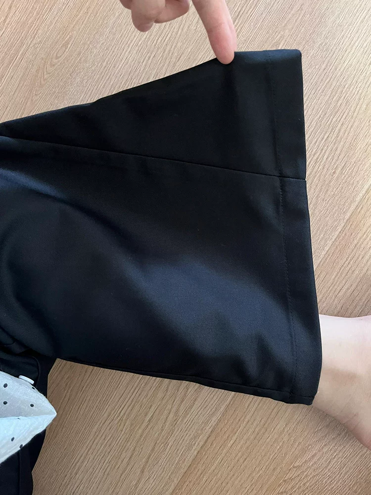 Quần âu đen thường ngày dành cho nữ, kiểu dáng mùa thu mới, cỡ lớn, lưng cao, dáng rộng, tôn dáng, nhỏ nhắn, quần ống rộng thoải mái.