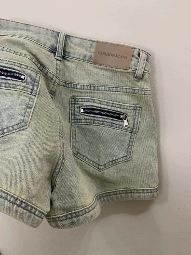 Quần short denim cổ điển kiểu Mỹ dành cho nữ, dáng quả lê mùa hè, cỡ lớn, lưng cao, dáng rộng, che hông, quần chữ A giảm béo