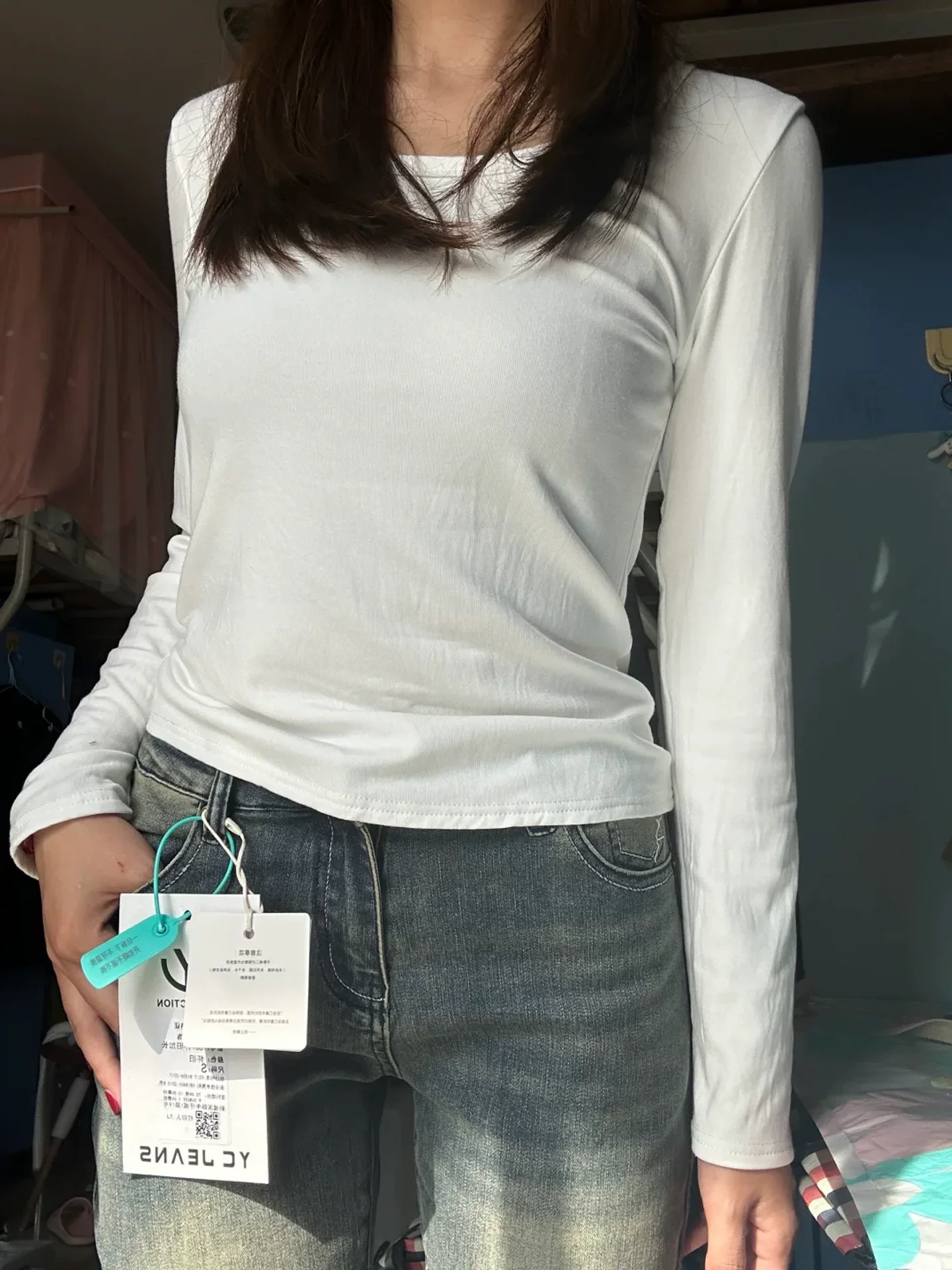 Quần jean xanh vintage dáng loe dành cho nữ, đầu thu, size lớn, cạp cao, co giãn, che hông, tôn dáng, dành cho người có thân hình quả lê, quần ống loe