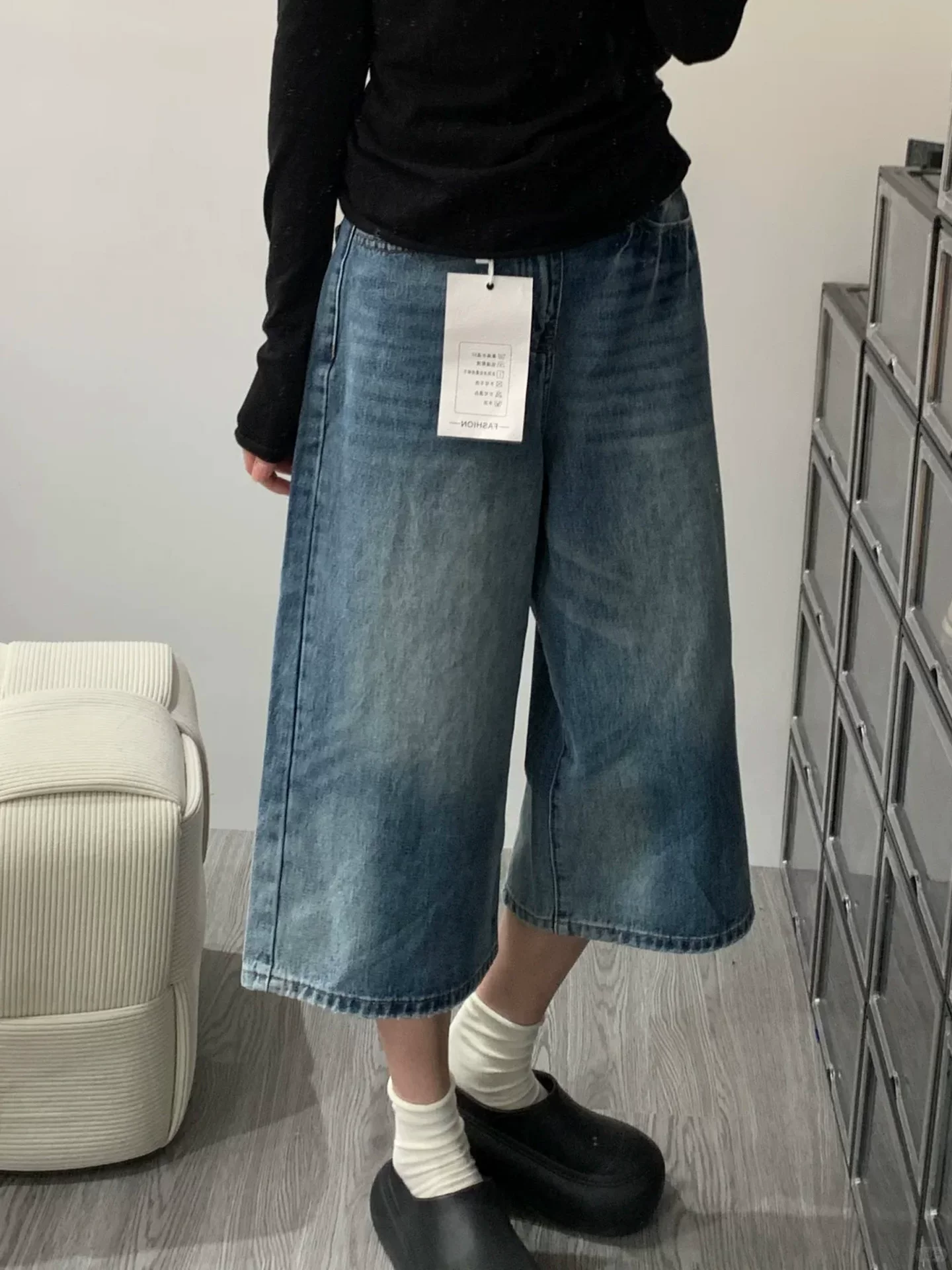 Quần short denim cổ điển dành cho nữ, cỡ lớn mùa hè, lưng cao, dáng rộng, thon gọn, quần ống thẳng, dáng quả lê, quần ống rộng, quần capri.