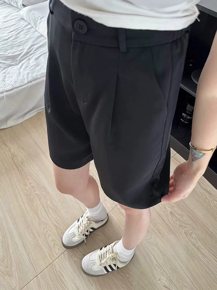 Quần short nữ, dáng quả lê mùa hè, quần thường ngày, cỡ lớn, lưng cao, rộng rãi, che hông, giảm béo, quần ống rộng năm điểm