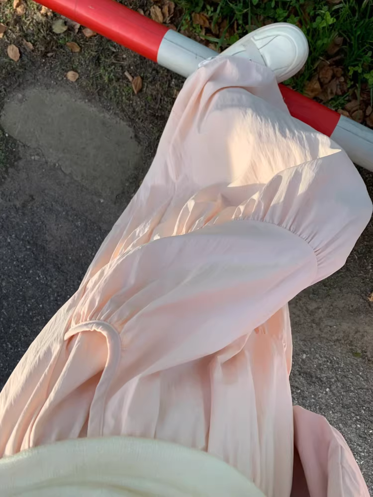 Váy hồng cho nữ, size lớn mùa hè, lưng cao, dáng rộng, tôn dáng, dáng quả lê, dáng chữ A, dài vừa phải, váy phồng.