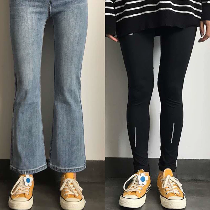 Quần jean ống loe cạp cao tôn dáng dành cho nữ có thân hình quả lê, thích hợp cho mùa thu sớm, dành cho các cô gái có kích cỡ lớn.