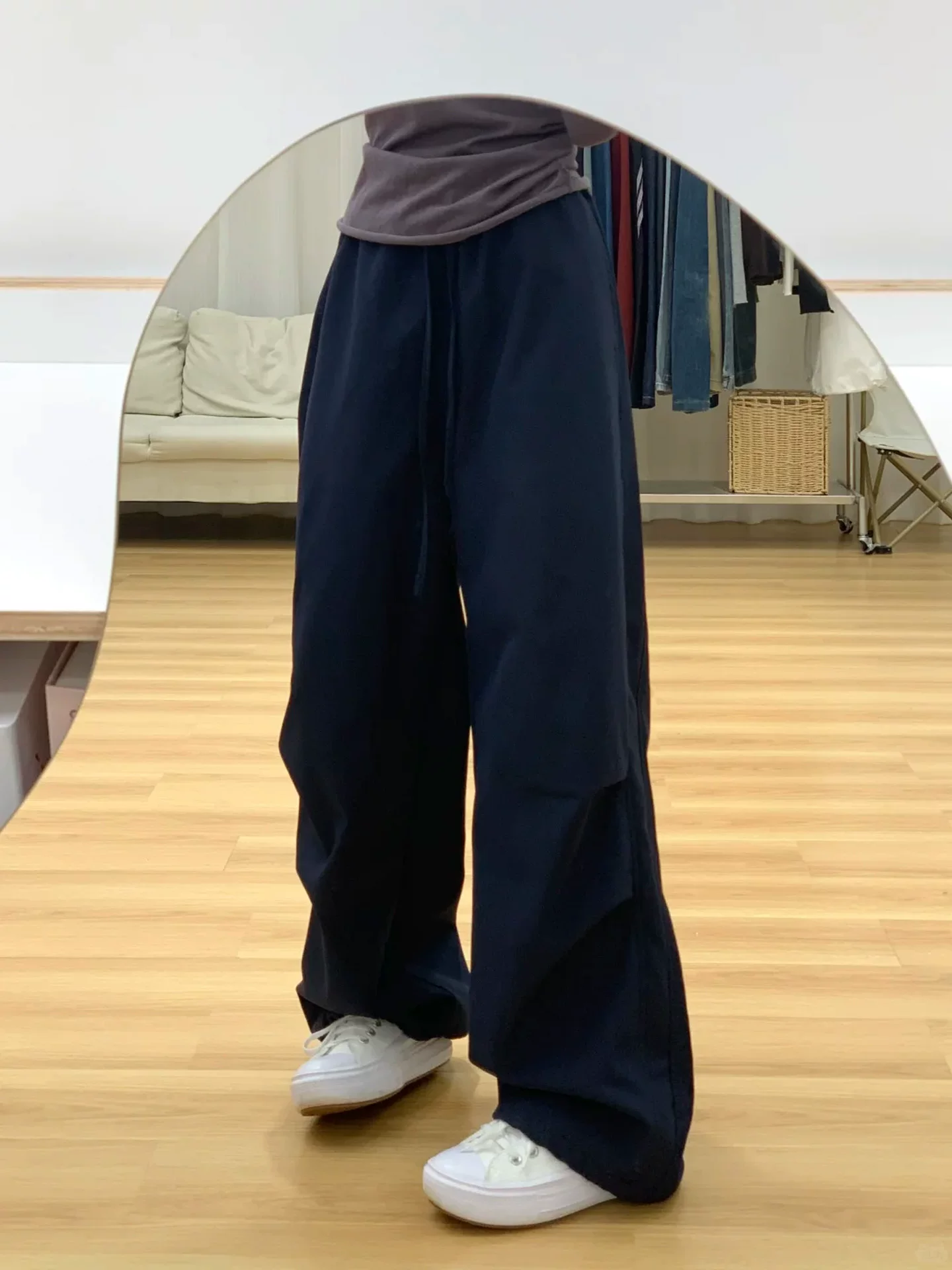 Quần jogger ống rộng kiểu Mỹ dành cho nữ, cỡ lớn mùa đông, lót lông cừu, dày dặn, cạp cao, dáng rộng, tôn dáng, quần thể thao thường ngày.