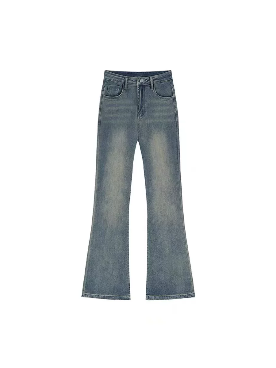 Quần jeans loe nữ, mùa thu, size lớn, cạp cao, co giãn, tôn dáng, dành cho người có dáng quả lê, che hông, quần dài ống loe