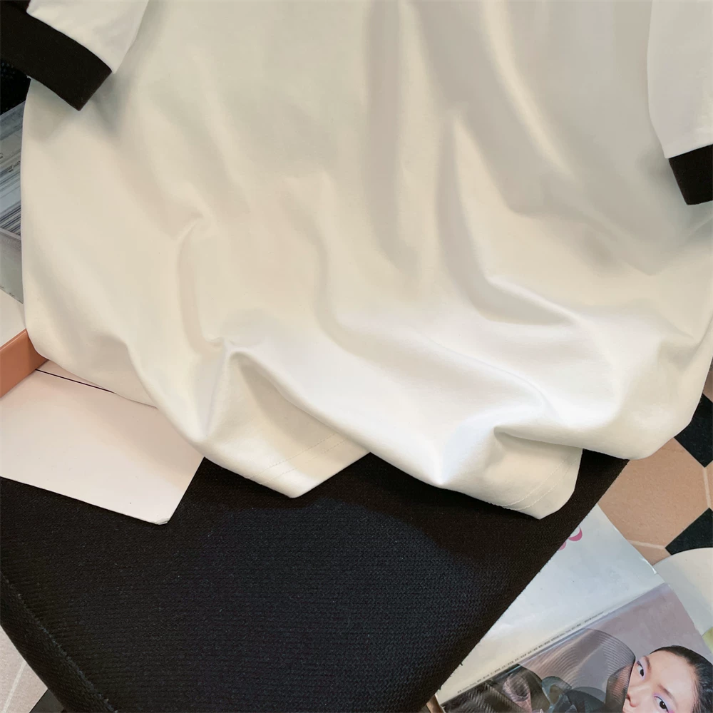 Áo polo nữ tay ngắn kẻ sọc phối màu kiểu Mỹ, phong cách thể thao thường ngày, kiểu dáng mới năm 2025, thích hợp cho mùa hè