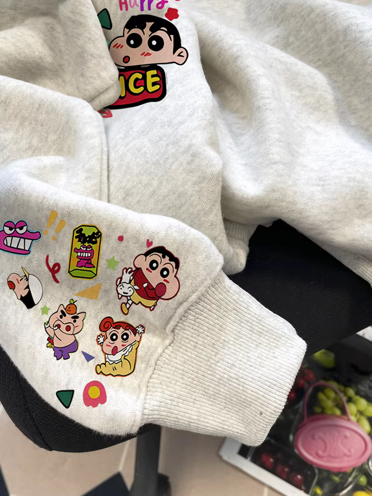 Áo len phong cách trường học Nhật Bản Crayon Shin-chan dành cho nữ, trang phục cặp đôi mùa thu, áo oversized, nhỏ nhắn, áo thon gọn