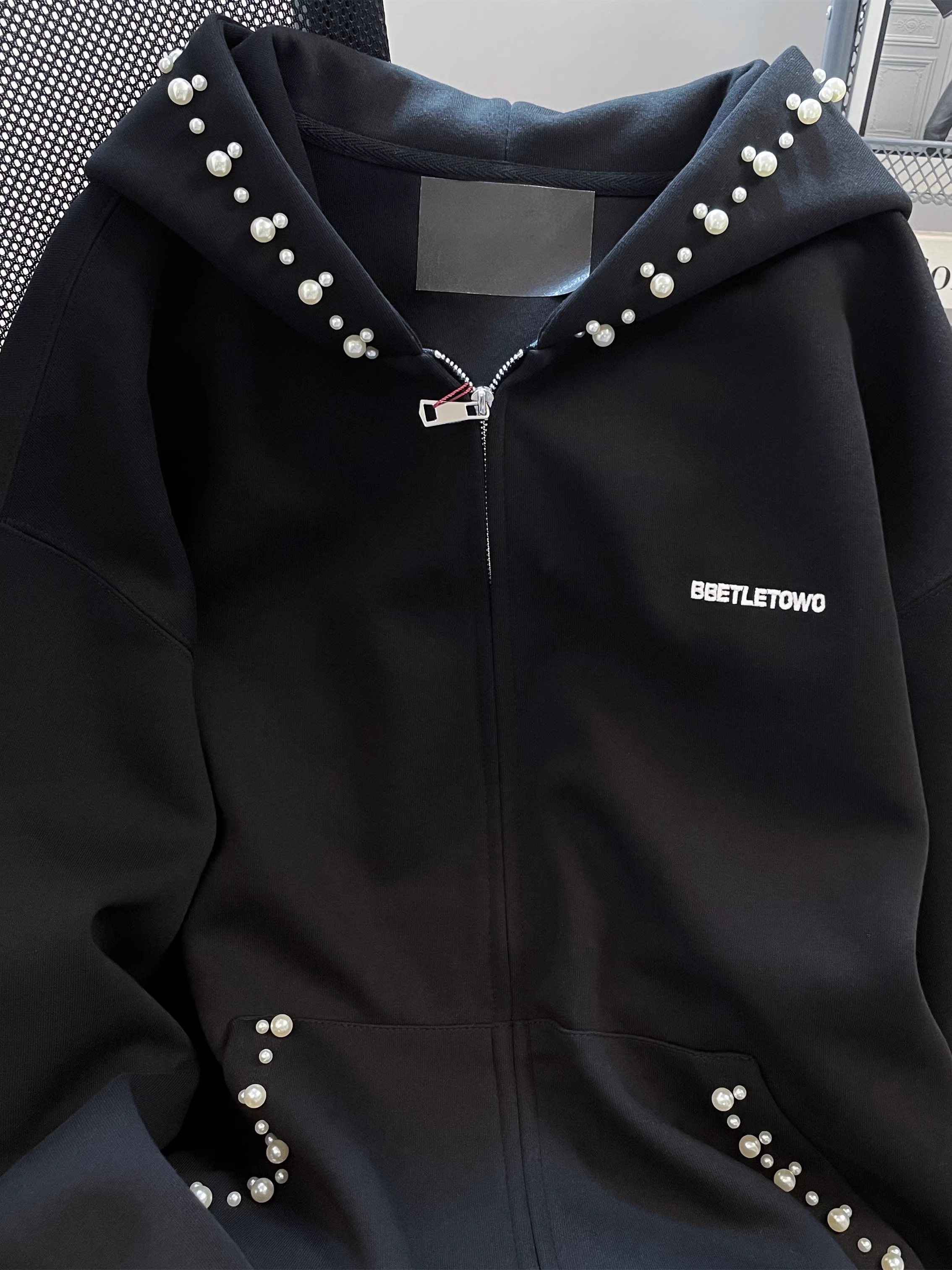 Áo len cardigan thêu hạt ngọc trai nặng kiểu Mỹ dành cho nữ, thiết kế thu đông, phong cách độc đáo, áo khoác kiểu Hồng Kông