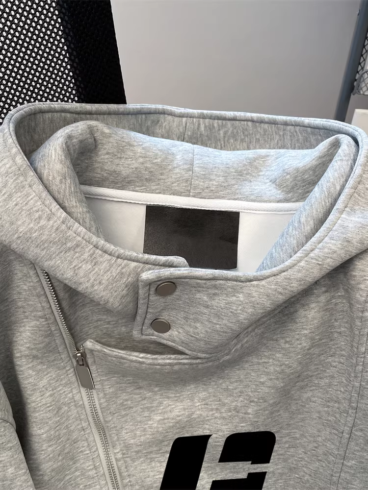 Áo len giản dị và đa năng cao cấp kiểu Mỹ dành cho nữ trong mùa thu đông, áo khoác cardigan có mũ trùm đầu có khóa kéo đôi lót lông cừu