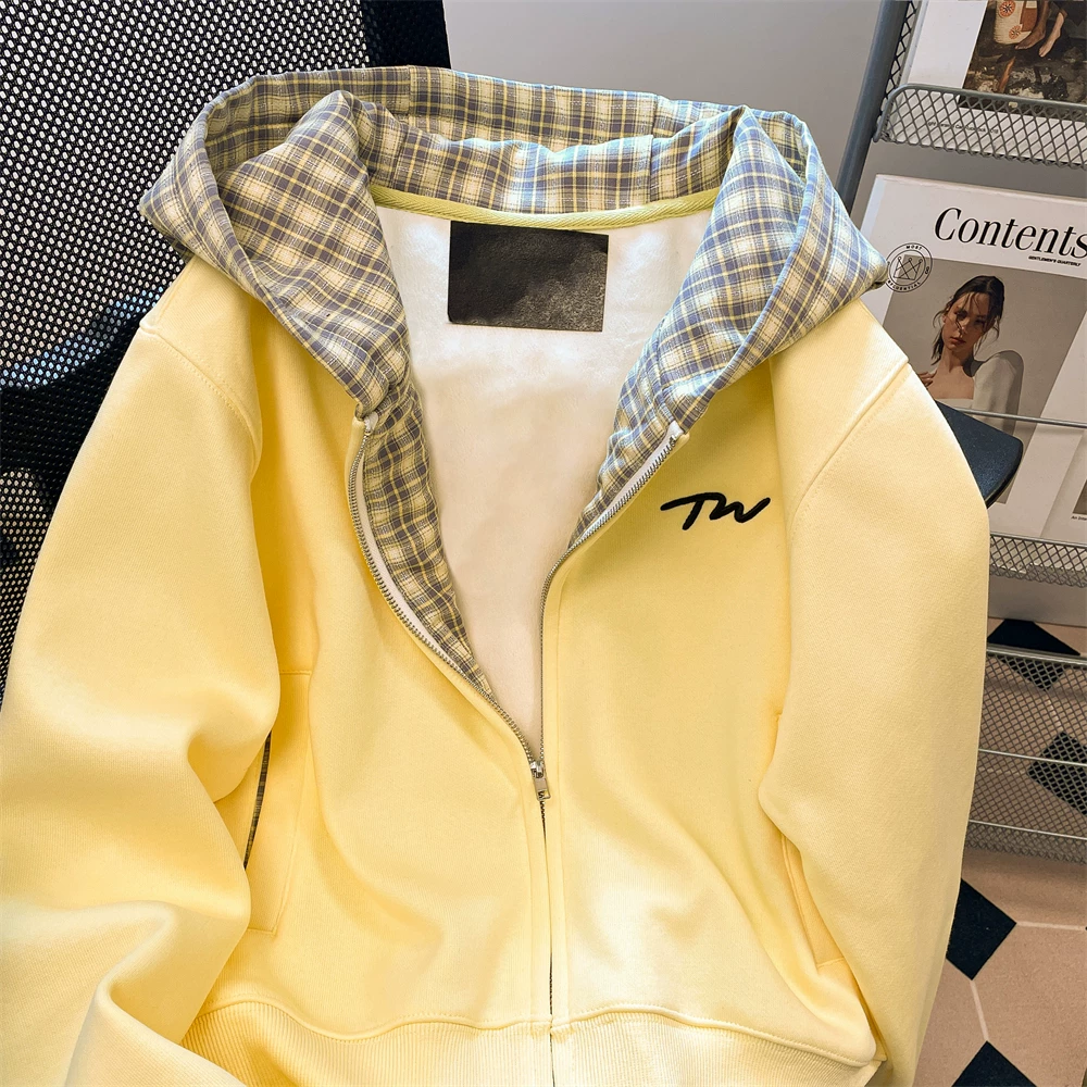 Áo khoác len thêu chắp vá theo phong cách Mỹ dành cho nữ, áo cardigan có mũ trùm đầu độc đáo cao cấp mùa xuân và mùa thu