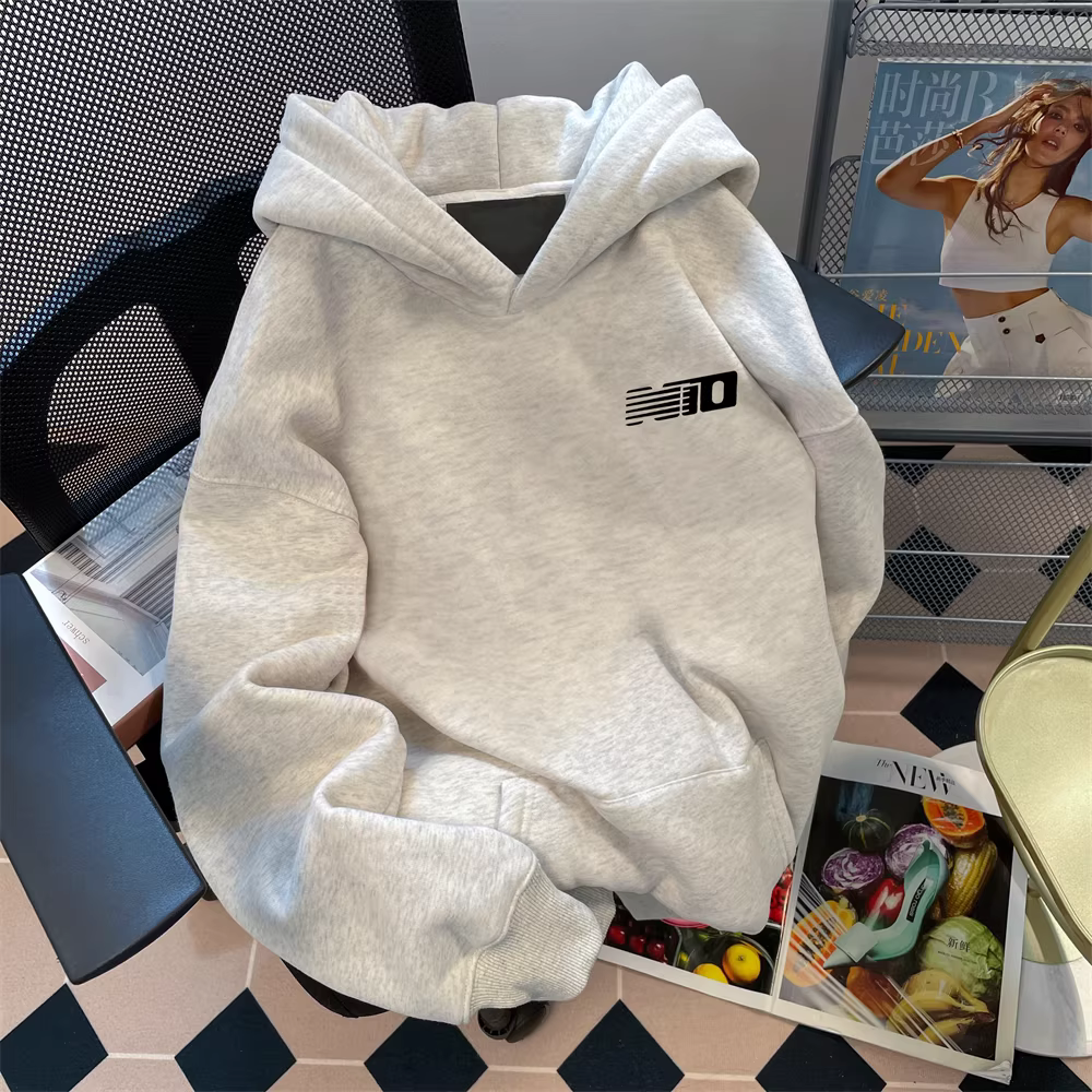 Áo nỉ in chữ phong cách đường phố Mỹ dành cho nữ, mùa thu phong cách Hồng Kông cổ điển, áo có mũ trùm đầu cao cấp, phong cách retro độc đáo