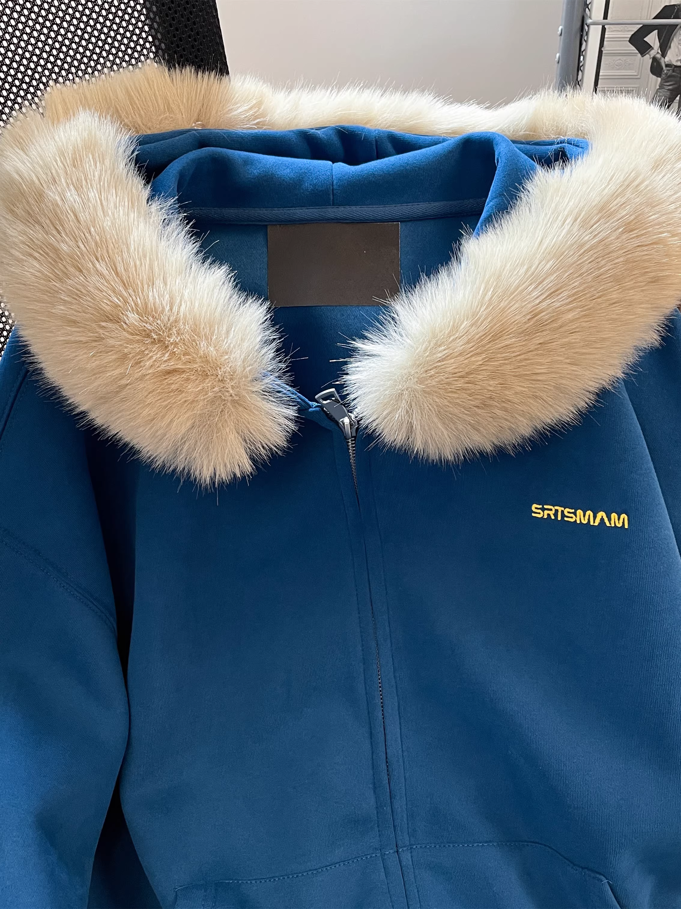 Áo len cardigan cổ lông kiểu lười biếng kiểu Mỹ dành cho nữ, thiết kế thu đông, phong cách độc đáo, áo khoác ấm lót lông cừu.