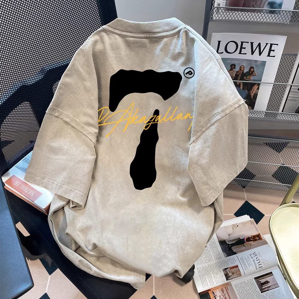 Áo thun ngắn tay hạng nặng phong cách hip-hop đường phố châu Âu và Mỹ dành cho nữ, áo nửa tay kiểu cổ điển được giặt theo xu hướng quốc gia mùa hè