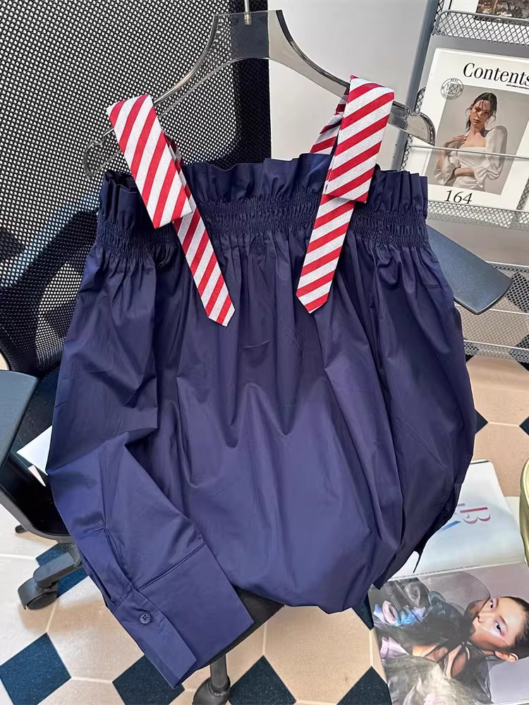 Áo sơ mi lệch vai phối màu tương phản cao cấp dành cho nữ mùa thu, áo sơ mi một vai siêu đẹp, độc đáo và đẹp mắt