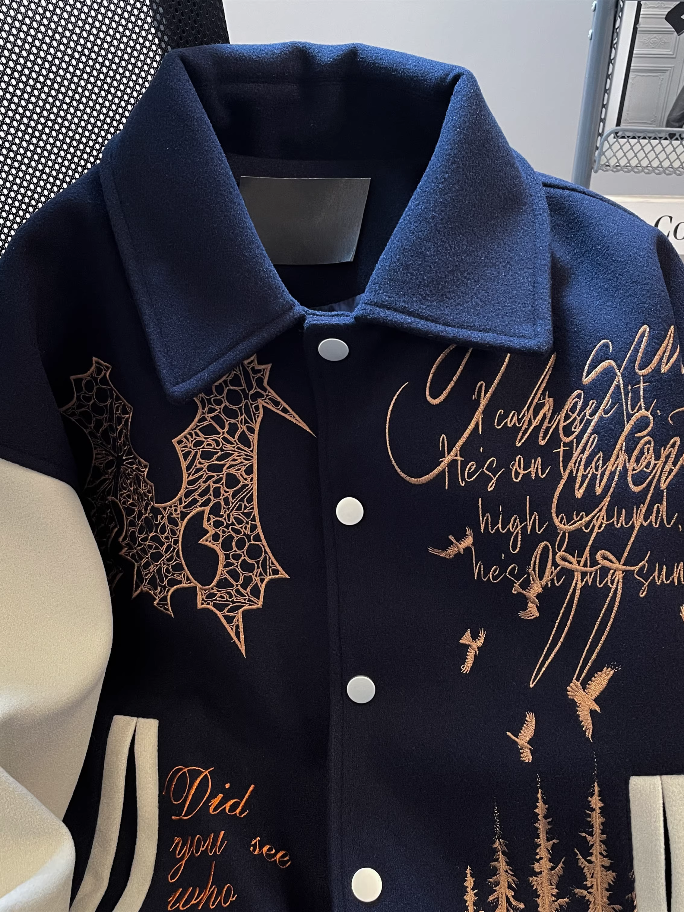 Áo khoác thêu nặng kiểu dáng streetwear kiểu Mỹ dành cho nữ, áo khoác bóng chày phi công cao cấp mùa thu đông