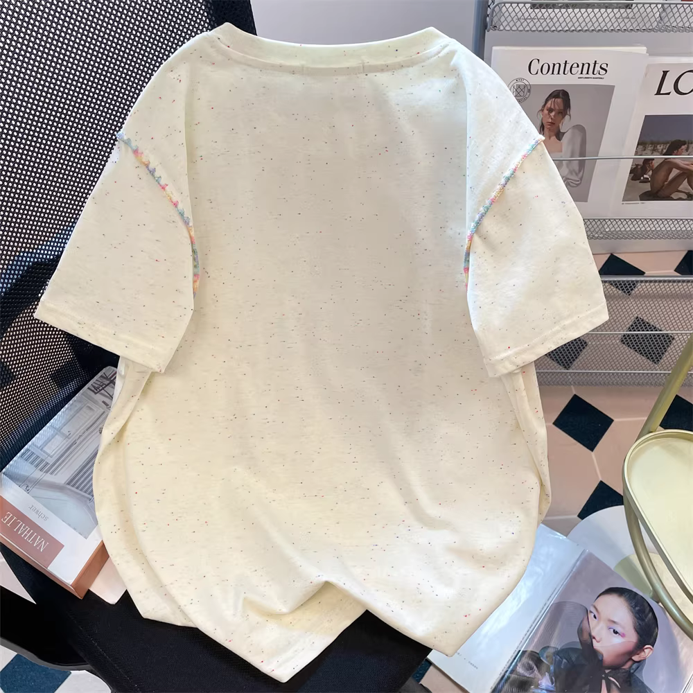 Áo thun ngắn tay độc đáo và phong cách dành cho nữ, phong cách Hàn Quốc mùa hè, độc đáo, vui nhộn, áo hoạt hình dễ thương