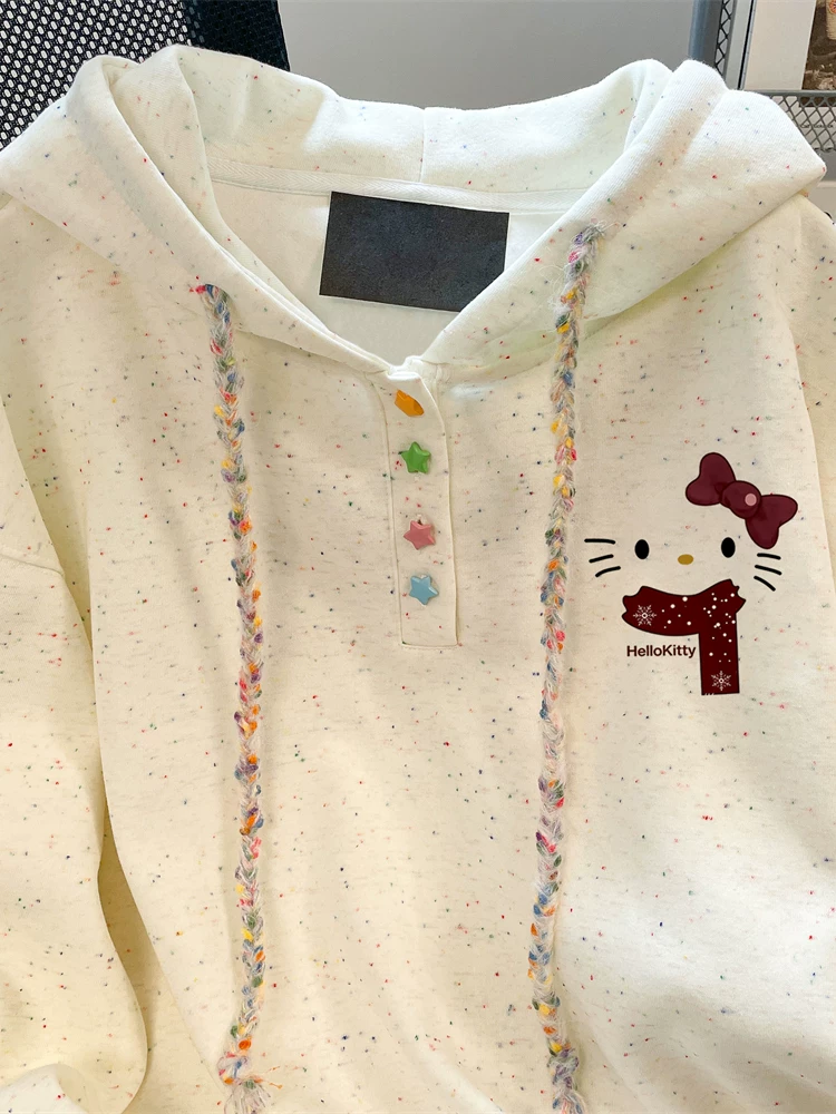 Áo len Hello Kitty chấm bi ngọt ngào kiểu Nhật dành cho nữ, mùa thu đông, mềm mại, lười biếng, sành điệu, dễ thương, áo giảm tuổi tác