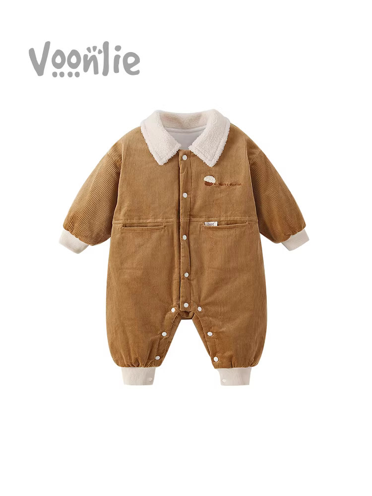 Quần áo trẻ em Fanhai trang phục mùa đông bé sơ sinh bé trai áo liền quần có đệm đẹp trai đầy tháng trăm ngày áo liền quần bò phù hợp với mùa đông