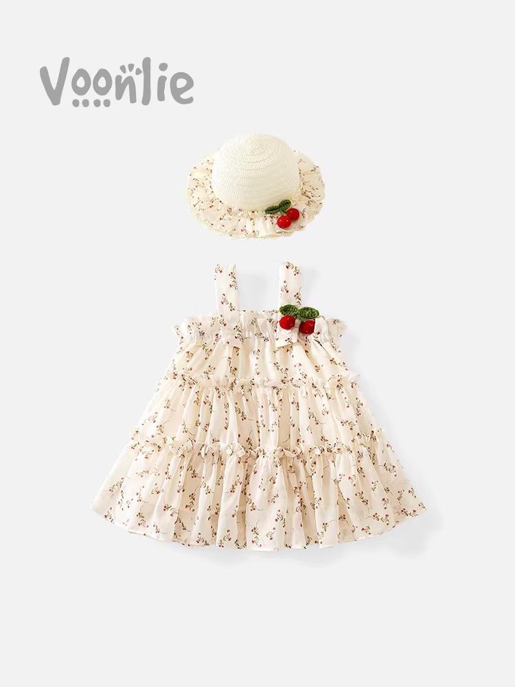 Váy bé gái mùa hè 2025 kiểu mới, chất liệu cotton nguyên chất, váy công chúa, váy bé gái một tuổi, váy yếm mùa hè