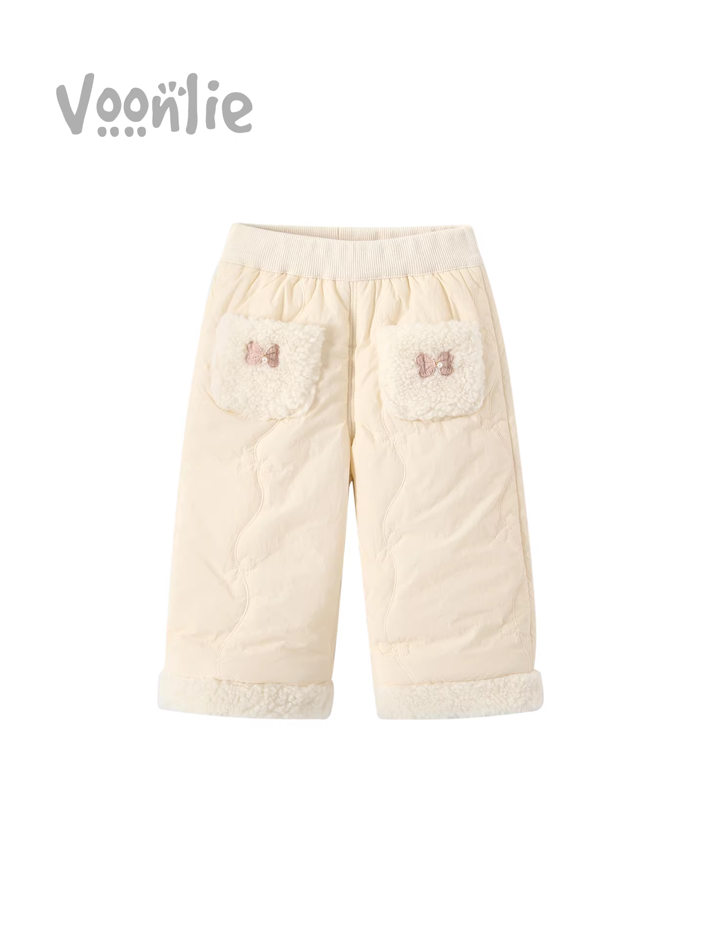 Quần mùa đông cho bé gái, quần áo khoác ngoài thường ngày cho trẻ em, quần ống đứng lót lông cừu ấm áp cho bé gái mùa đông.