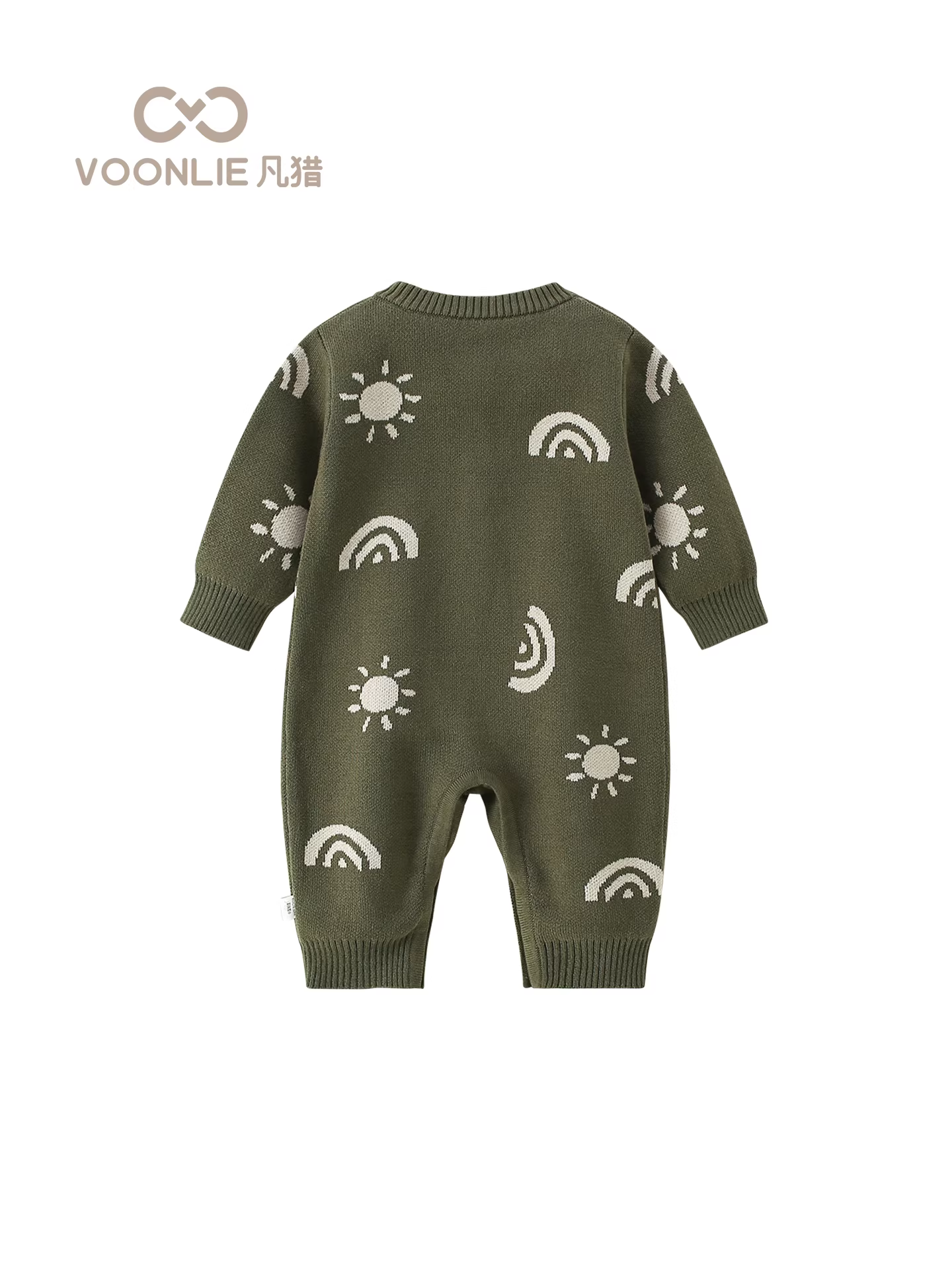 Fanhle quần áo trẻ em trang phục mùa thu bé trai sơ sinh đẹp trai dệt kim áo liền quần trăng tròn trăm ngày áo liền quần mùa xuân và mùa thu