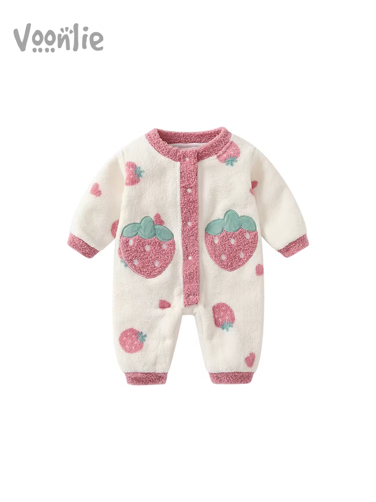 Fanhai quần áo trẻ em mùa thu đông bé sơ sinh bé gái áo liền quần đầy tháng siêu dễ thương sang trọng dày áo liền quần bò phù hợp với mùa đông