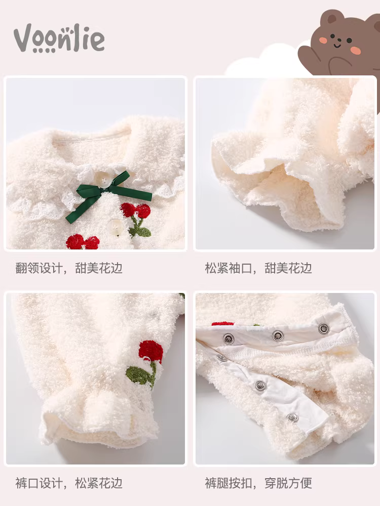 Fanhle bé quần áo mùa đông quần áo sơ sinh bé gái áo liền quần đầy tháng trăm ngày áo liền quần mùa thu đông ngoài trời bò quần áo