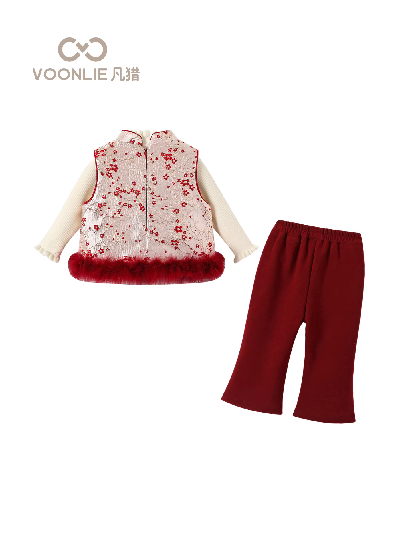 Bộ trang phục Hanfu dành cho bé gái Fanhua Trang phục mùa đông Trang phục truyền thống kiểu Trung Quốc dành cho trẻ em Bộ đồ Tang Suit có lót lông cừu cho bé Váy một tuổi Trang phục năm mới Trang phục mùa đông