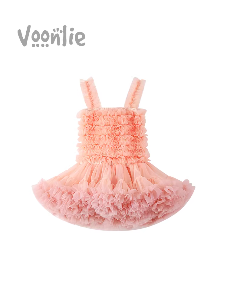 Váy Fanhle cho bé gái Mùa hè 2025 Váy tutu thời trang mới Váy công chúa trẻ em Váy dây đeo cho bé mùa hè