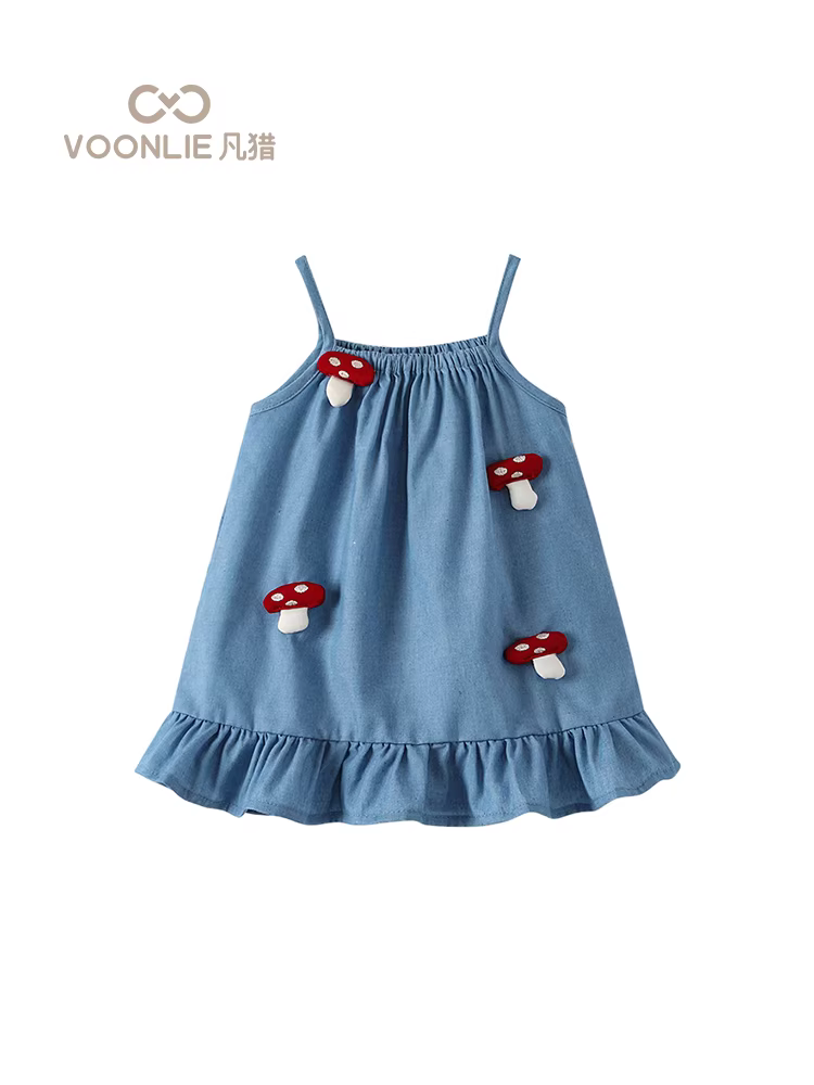 Váy bé gái mùa hè 2025, váy công chúa mới, váy bé gái thời trang, váy yếm denim bé gái mùa hè