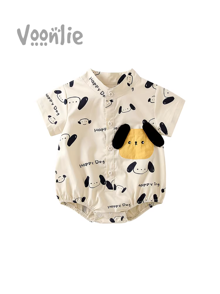 Fanhai Bé Mùa Hè Romper Áo Liền Quần Quần Áo Sơ Sinh Bé Trai Jumpsuit Full Tháng Trăm Ngày Romper Mùa Hè Phong Cách Mỏng