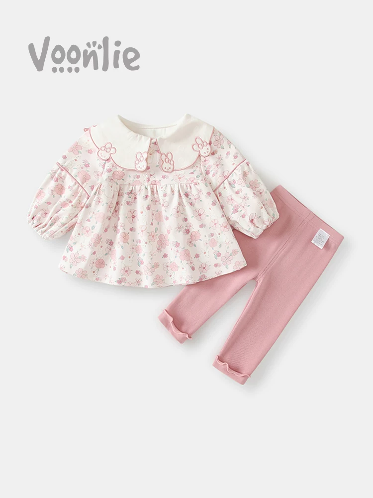 Fanhle Trang Phục Nữ Thu Đông 2025 Mới Thời Trang Quần Áo Trẻ Em Áo Sơ Mi Quần Âu Bộ Hai Món Xuân Thu