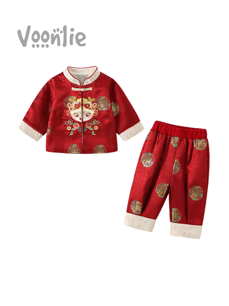 Bộ đồ Hanfu cho bé trai trang phục mùa thu cho bé phong cách truyền thống Trung Quốc Bộ đồ Đường unisex cho bé một tuổi trang phục trang trọng lễ kỷ niệm sinh nhật Trang phục chào mừng năm mới