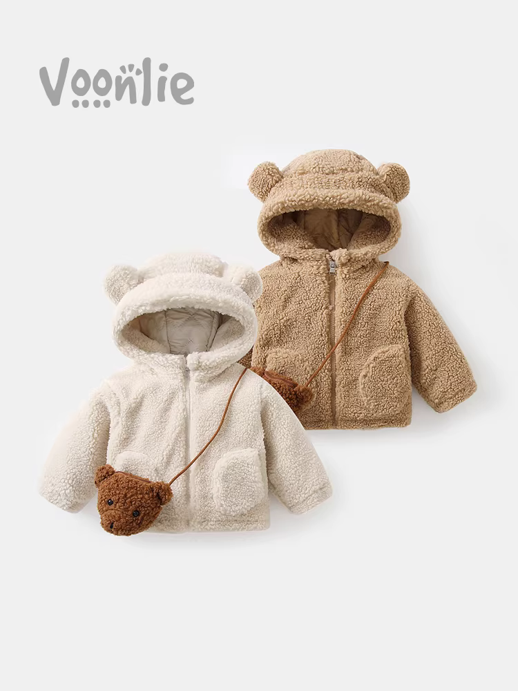 Áo khoác ngoài cho bé gái mùa thu đông 2025 kiểu mới thời trang, áo giữ ấm lót lông cừu, áo cotton trẻ em, quần áo cotton mùa đông cho bé