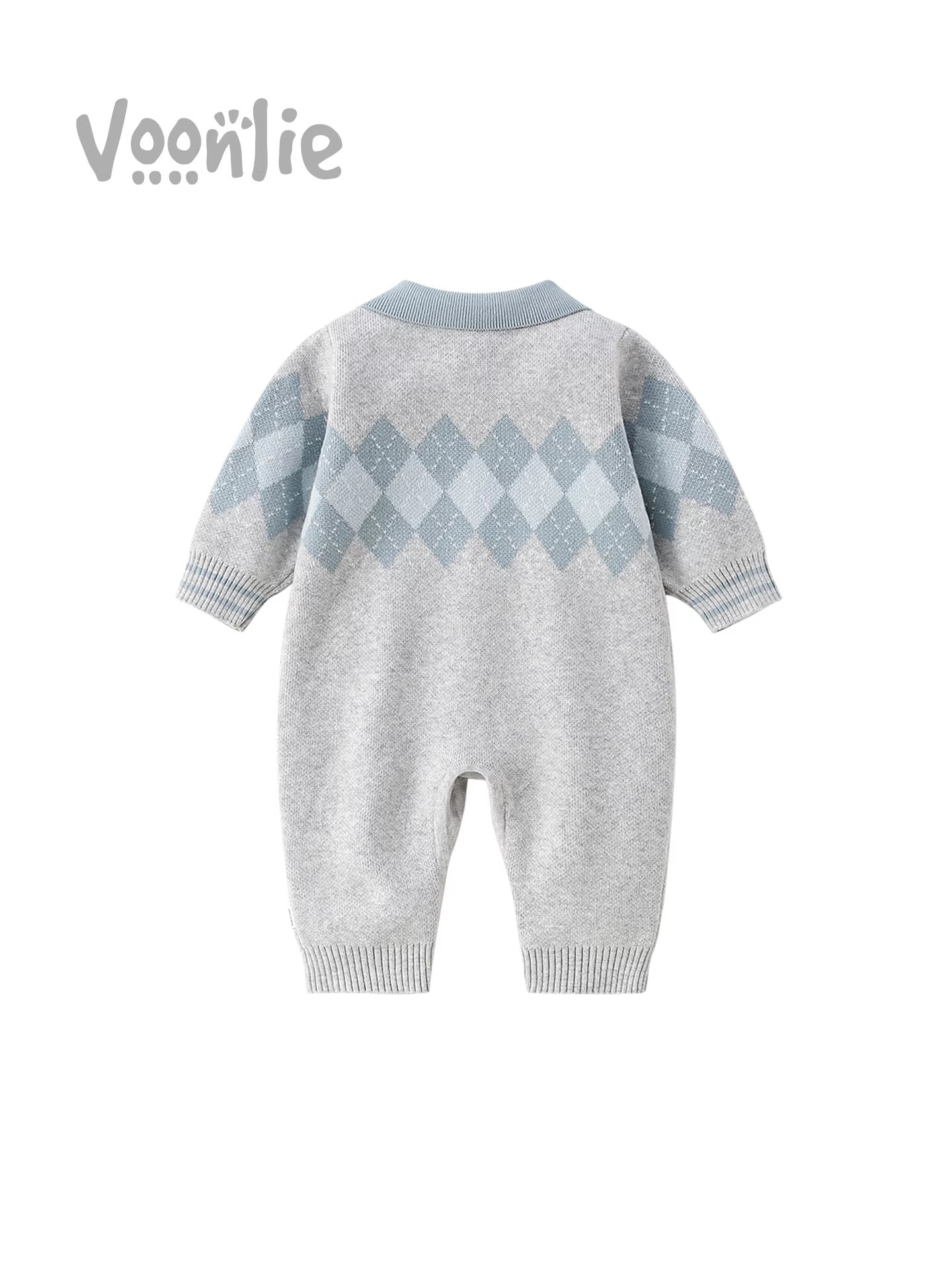 Quần áo trẻ em Fanhai trang phục mùa thu bé trai sơ sinh đẹp trai dệt kim áo liền quần trăng tròn trăm ngày áo liền quần bò phù hợp với mùa thu đông