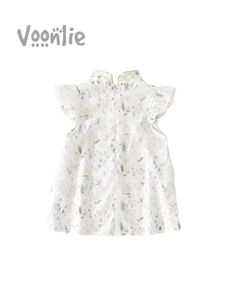 Váy hè bé gái 2025 kiểu mới thời trang phong cách dân tộc kiểu sườn xám công chúa đầm bé gái một tuổi mùa hè