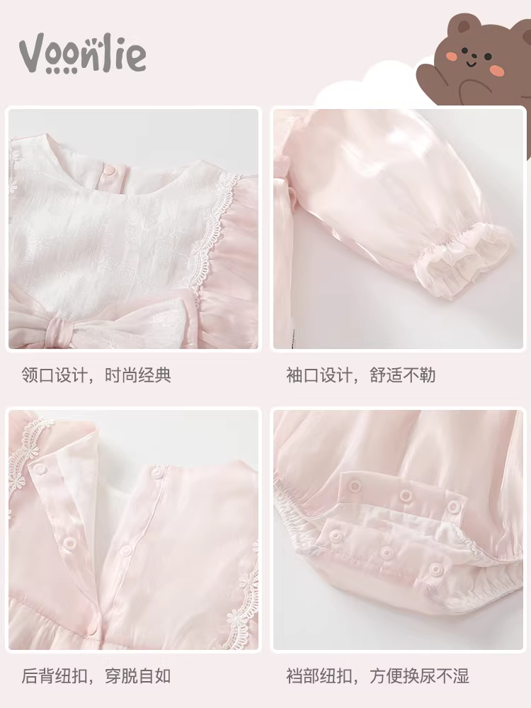 Fanhai Bé Mùa Thu Romper Áo Liền Quần Quần Áo Sơ Sinh Bé Gái Jumpsuit Công Chúa Đầy Đủ Tháng Trăm Ngày Trang Phục Xuân Thu