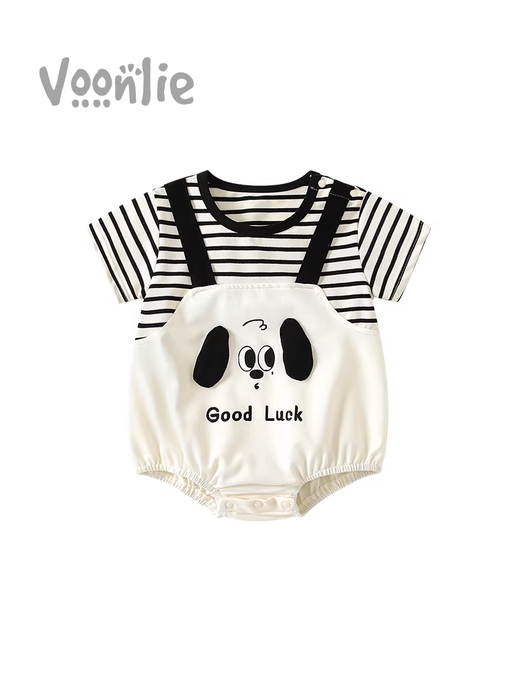 Quần áo trẻ em, bộ liền thân mỏng mùa hè, bộ liền thân sơ sinh cho bé trai, bộ liền thân siêu dễ thương cho bé trai đủ tháng trăm ngày mùa hè