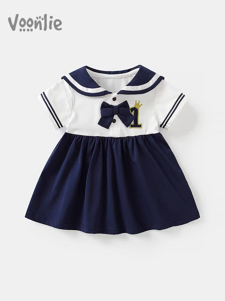 Đầm phong cách học viện nữ sinh Fanhai Mùa hè Đầm công chúa thời trang cho bé Đầm sinh nhật đầu tiên cho trẻ sơ sinh Mùa hè