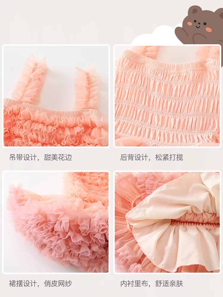 Váy Fanhle cho bé gái Mùa hè 2025 Váy tutu thời trang mới Váy công chúa trẻ em Váy dây đeo cho bé mùa hè