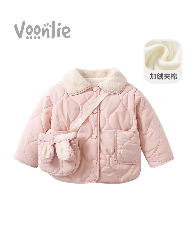 Áo khoác độn bông cho bé gái quần áo mùa đông sành điệu áo khoác cotton dày dặn lót lông cừu cho trẻ em áo khoác cotton dày dặn ấm áp cho bé áo khoác độn bông mùa đông