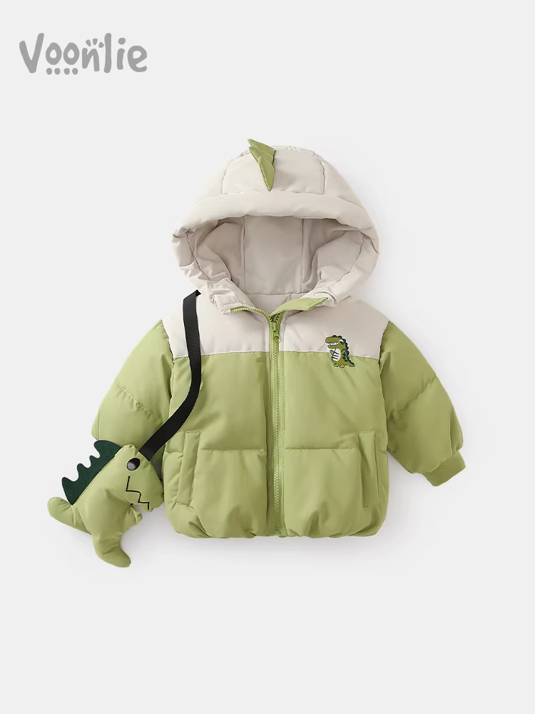 Áo khoác cotton bé trai Fanhai quần áo mùa đông dày dặn phong cách trẻ em áo khoác cotton ấm áp cho bé tập đi áo khoác cotton khủng long mùa đông