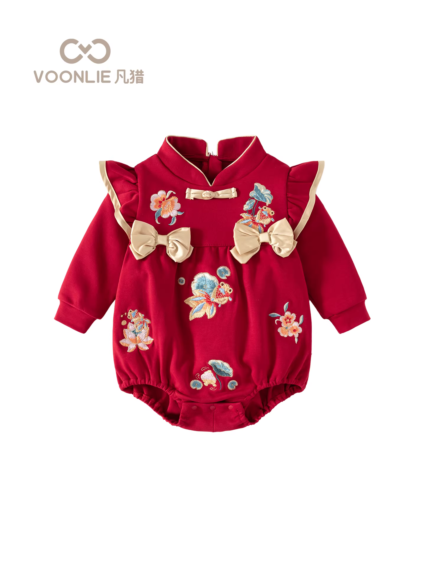 Quần áo mùa thu cho bé quần áo sơ sinh bé gái phong cách truyền thống áo liền quần trăng tròn trăm ngày váy sinh nhật đầu tiên áo liền quần mùa xuân và mùa thu