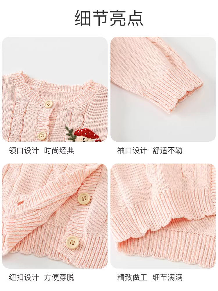 Áo len dệt kim nữ Fanhle Thu Đông 2025 Mẫu mới thời trang Áo khoác len trẻ em Áo bé gái đa năng cho mùa xuân và mùa thu