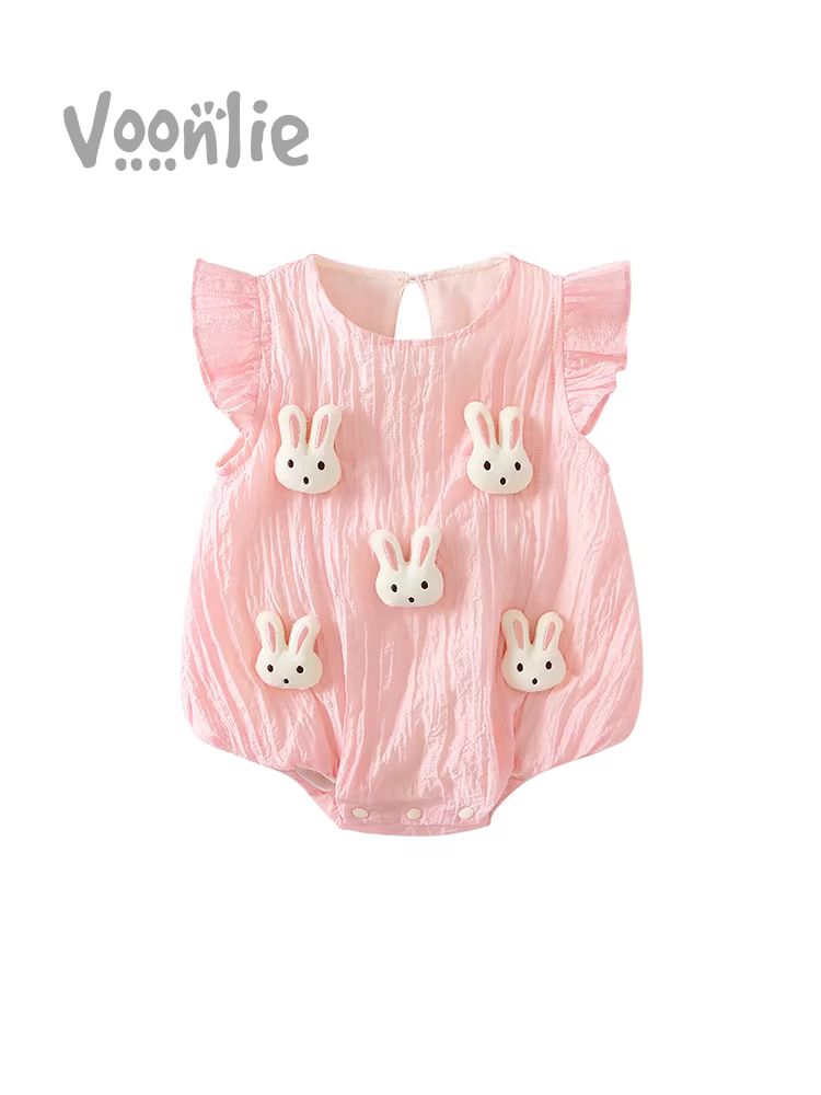 Bộ đồ liền thân mùa hè cho bé sơ sinh, quần áo dễ thương cho bé gái, trang phục cho bé đủ tháng trăm ngày, mùa hè