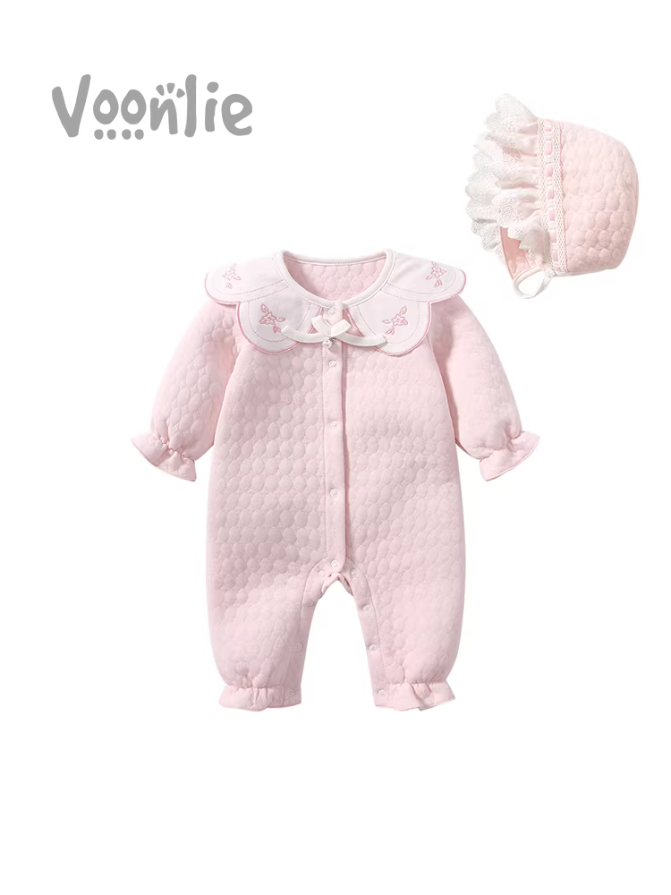 Quần áo trẻ em mùa thu bộ trang phục bé gái sơ sinh áo liền quần công chúa trăng tròn trăm ngày áo liền quần ngoài trời quần áo bò mùa xuân và mùa thu