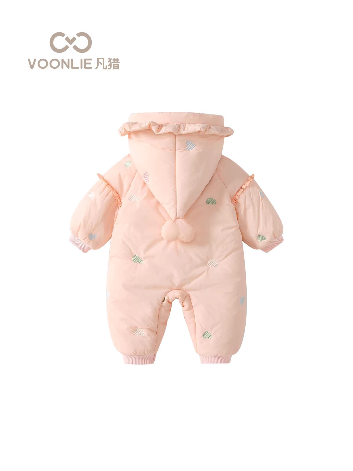 Fanhai quần áo trẻ em mùa đông trang phục sơ sinh bé gái lót lông cừu đệm bông áo liền quần đầy tháng trăm ngày có mũ trùm đầu áo liền quần mùa đông