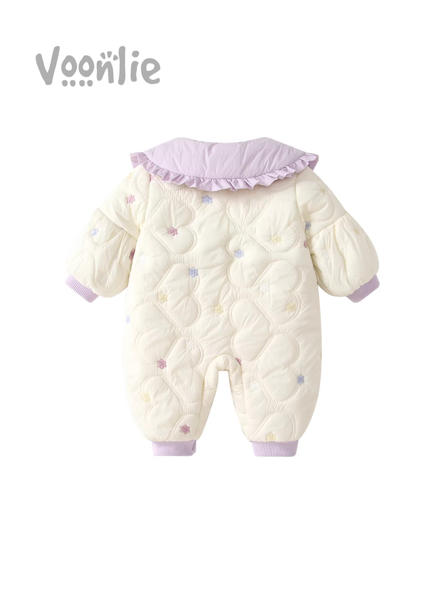 Fanhle quần áo trẻ em mùa đông trang phục bé gái sơ sinh lót lông cừu đệm bông áo liền quần đầy tháng ấm áp ngoài trời áo liền quần bò phù hợp với