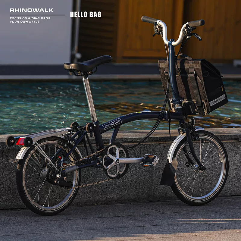 Túi xe đạp gấp Rhino Walking, túi mũi lợn, túi trước Brompton tháo lắp nhanh, dung tích lớn, túi đựng rau củ